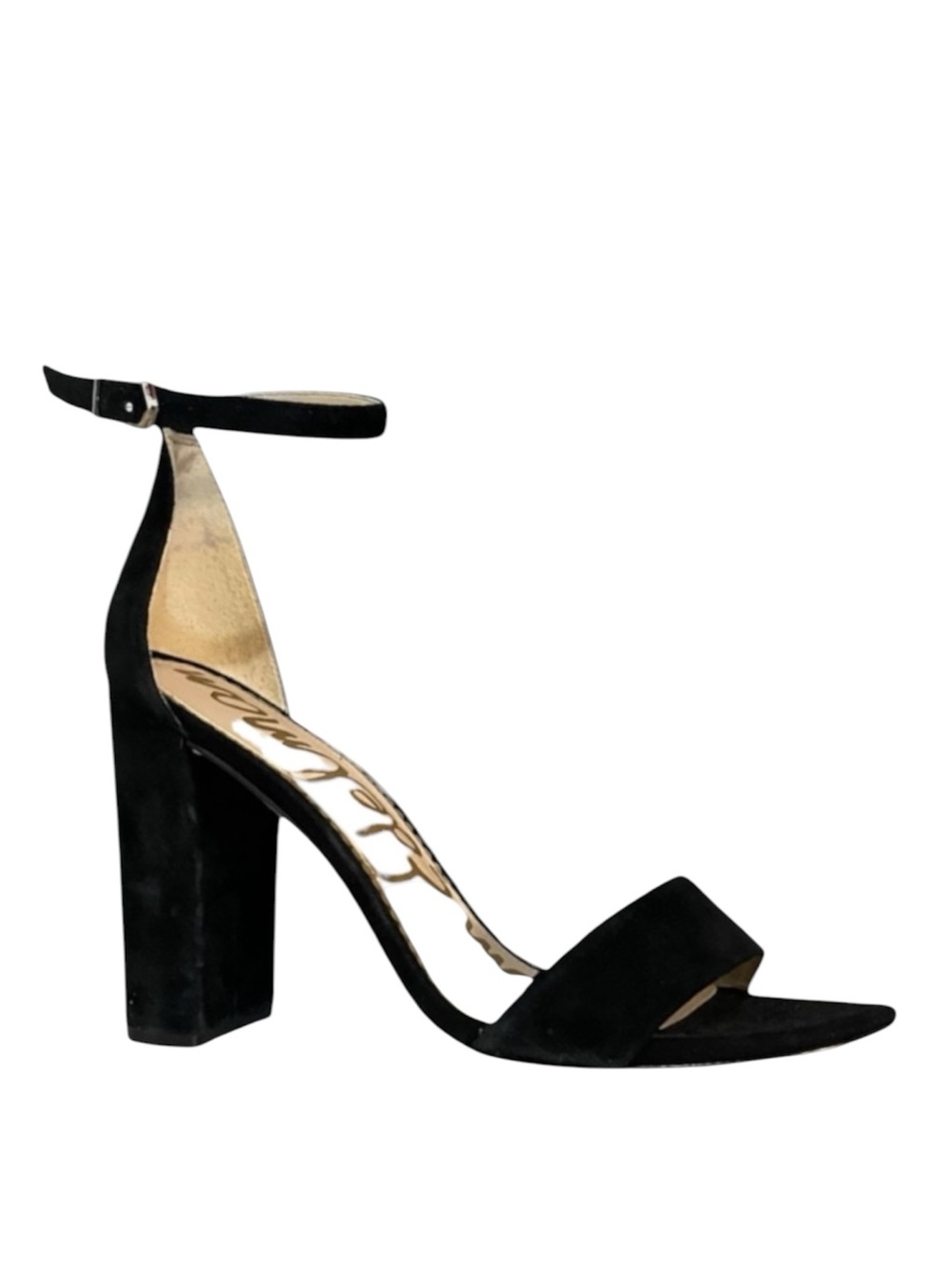Sam Edelman Black Yard Leather Sandals Women’s 9.5 Block Heel Open Toe Chic